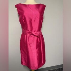 Teri Jon Fuchsia Silk/Wool Midi Dress